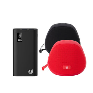 BoomQ Mini Bluetooth Speaker (Red & Black) + Gorilla X 22.5w Digital 10000mAh Powerbank (Black) + FREE X1 10,000mAh Powerbank - digifon